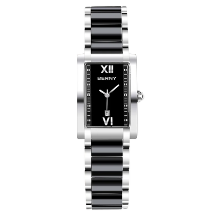BERNY Women's Watches Calendar Date Elegant Classic Rectangle Ceramics Quartz Ladies Watch Luxury TANK Fashion Women Wristwatch
