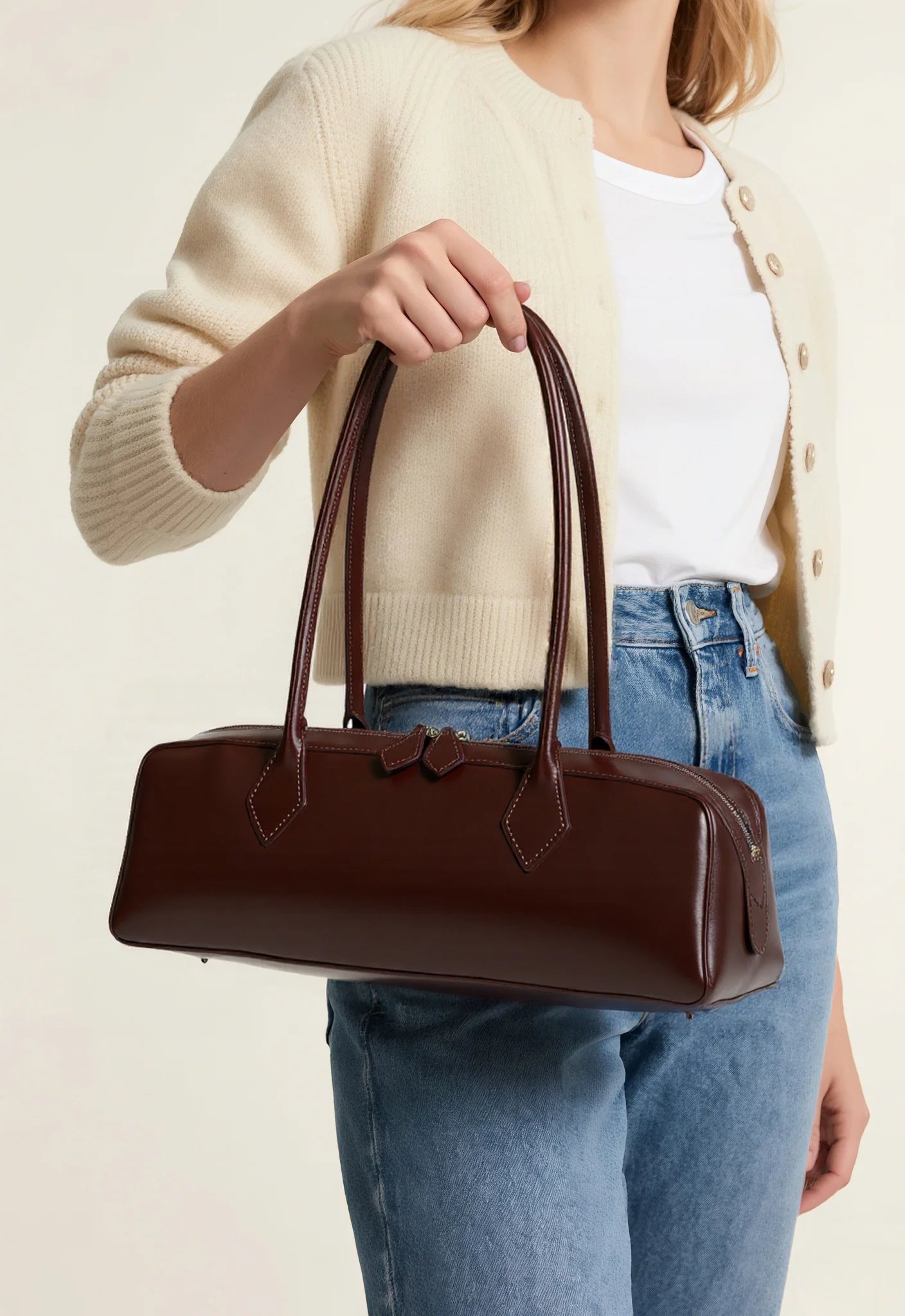 2025 Genuine Leather Bags Women Shoulder Bag Luxury Cowhide Ladies Handbag Female Commuter Shopping Underarm Bag