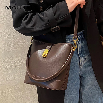 Women's Genuine Cow Leather Shoulder Bags Ladies Fashion Versatile Designer Luxury Crossbody Bag Female Bucket Handbags for lady