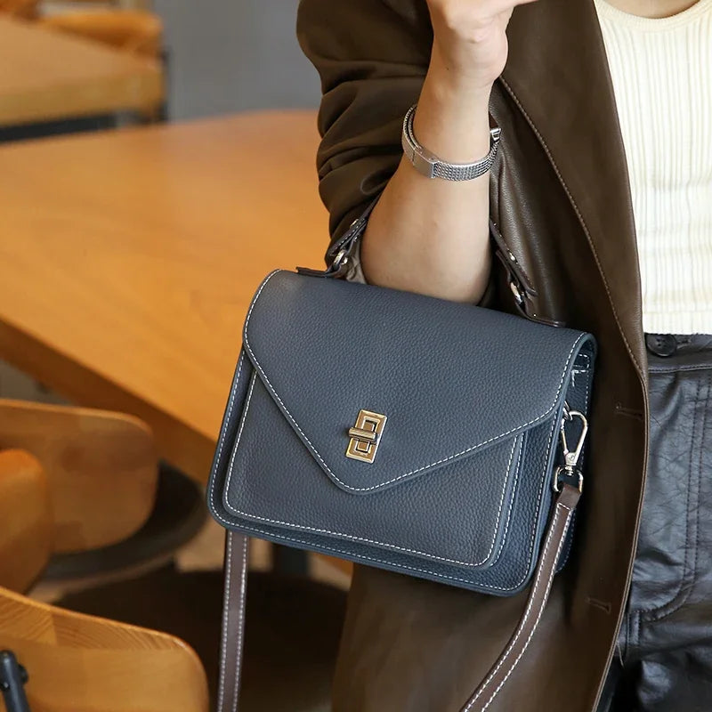 Women Natural Cow Genuine Leather Shoulder Bag Female Large Capacity Casual Crossbody Bag Lady Cowhide Fashion Commuting Handbag