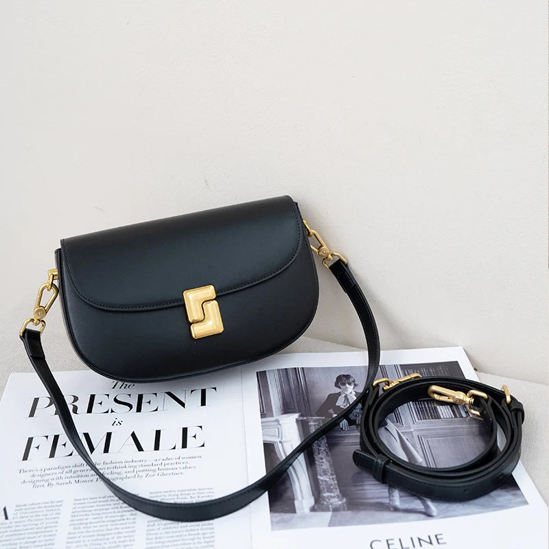 Cowhide Small Fashion Square Bag Genuine Leather Women's Crossbody High end Feeling HandBag Women's Commuting Flap Box Bags new