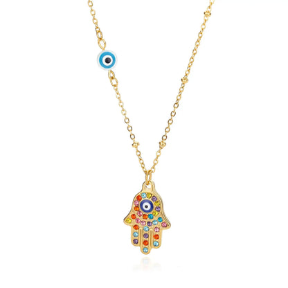 Turkish Hamsa Evil Eye Necklaces For Women Stainless Steel Gold Color Charm Choker Neckalce Christmas Jewelry Accessories Gift