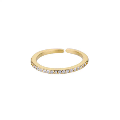 Mini Zircon Green Rings For Women Stainless Steel Gold Color Adjustable Finger Ring Engagement Wedding Christmas Jewelry Gift