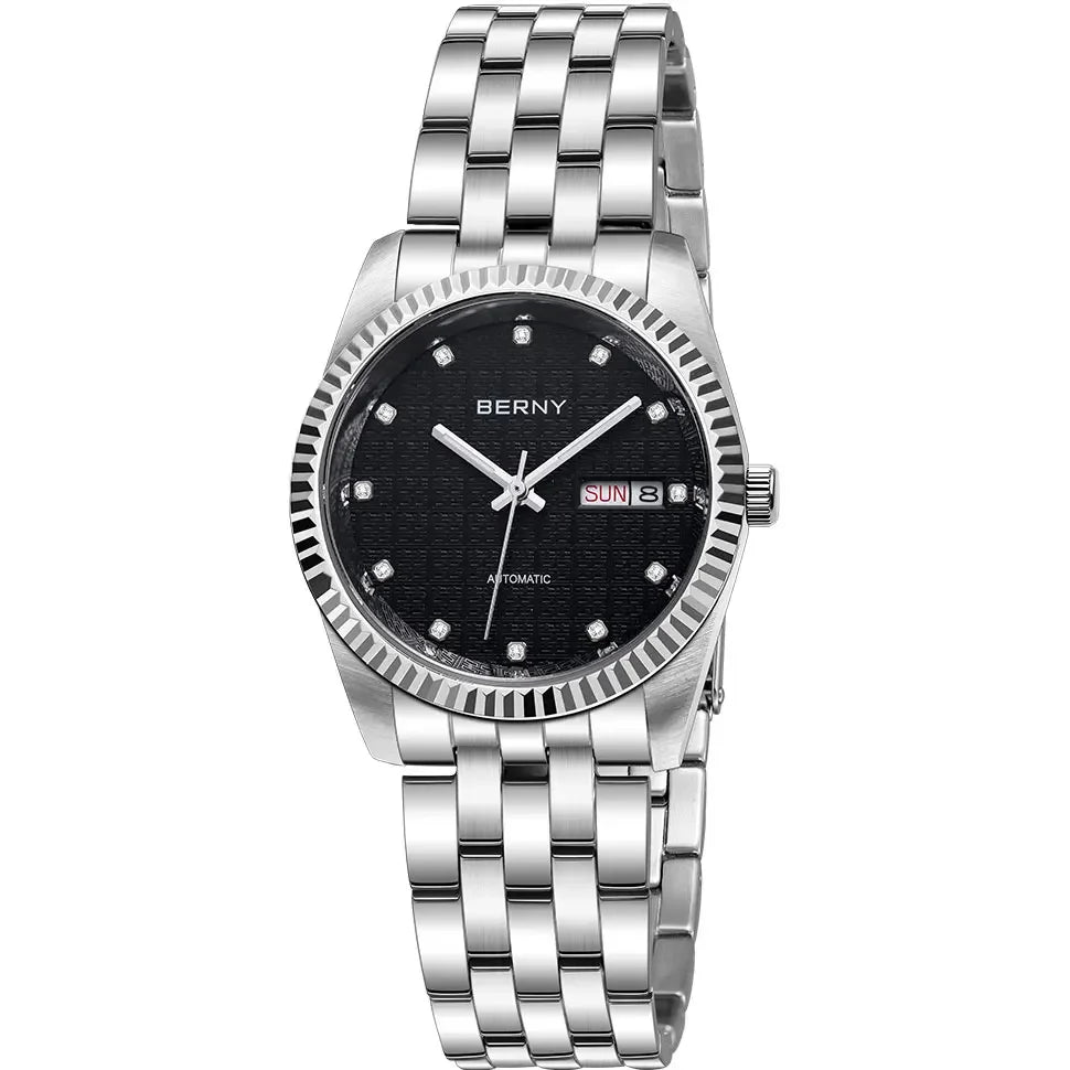 BERNY Mechanical Watch for Women Automatic Ladies Small Watches Chinese Style Happiness Wedding Sapphire Full Stainless steel