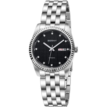 BERNY Mechanical Watch for Women Automatic Ladies Small Watches Chinese Style Happiness Wedding Sapphire Full Stainless steel
