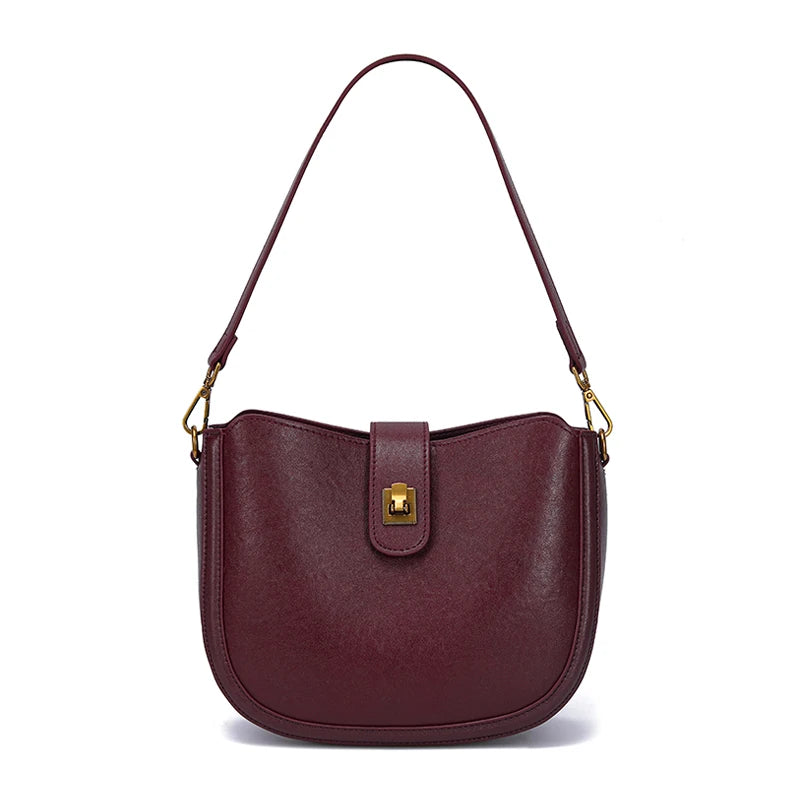 Women‘s Cowhide Genuine Leather Shoulder Bag Ladies Soft Natural Cow Leather Handbag Female Fashion Luxury Design Crossbody Bags