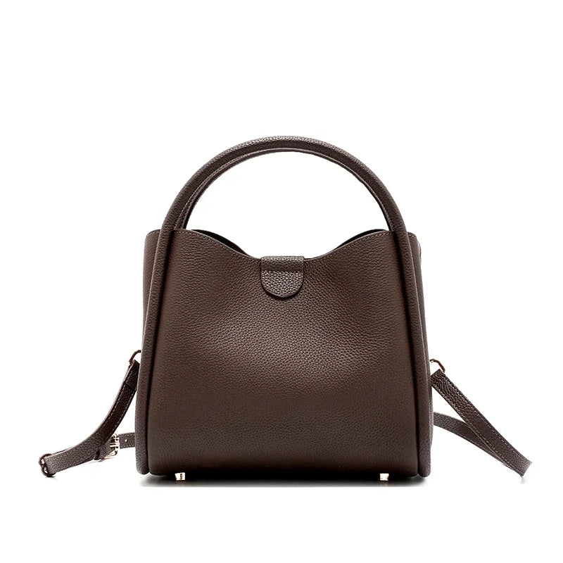 Women's Natural Cow Real Leather Shoulder Bag Ladies Retro Fashion Luxury Crossbody Bag Female Cowhide Commuter Handbag for Lady