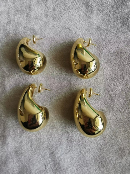 Brass Water Drop Half Empty Stud Earrings Women Jewelry Punk Party T Show Gown Runway Trendy  Korean Japan Israel  Style INS