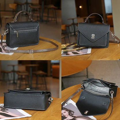 Women Natural Cow Genuine Leather Shoulder Bag Female Large Capacity Casual Crossbody Bag Lady Cowhide Fashion Commuting Handbag