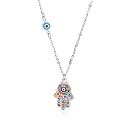 Turkish Hamsa Evil Eye Necklaces For Women Stainless Steel Gold Color Charm Choker Neckalce Christmas Jewelry Accessories Gift