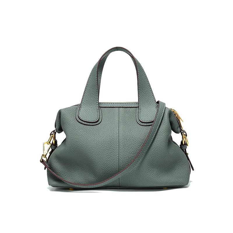 Middle aged Women's Natural Cow Leather Shoulder Bag Female Casual Cowhide Crossbody Bags Ladies Retro Large Capacity Handbags