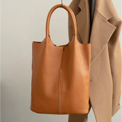 Bucket Bag Ladies Luxury Women Tote Bag Casual Genuine Cow Leather Shoulder Bags ladies Tote Handbags Big Shopper Bag for Female