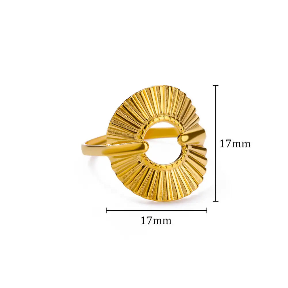 Irregular Geometric Glossy Stainless Steel Open Rings For Women Minimalist Gold Color Adjustable Wedding Ring Female Jewelry