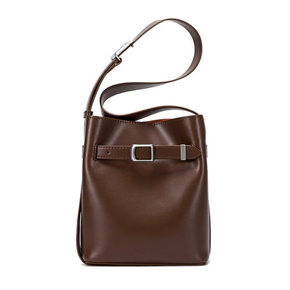 Cow Split Leather Bucket Bag Women Vintage messenger High Quality Simple Handbag Lady Shoulder Bag Luxury Female Crossbody Bags