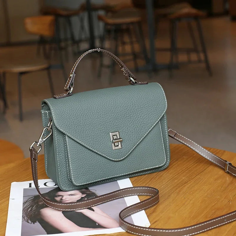 Women Natural Cow Genuine Leather Shoulder Bag Female Large Capacity Casual Crossbody Bag Lady Cowhide Fashion Commuting Handbag