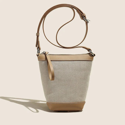 2024 Genuine leather Canvas Crossbody Women's Bag Bucket Bag Autumn Winter Ladies Designer Luxury Brand Lightweight Small Bag