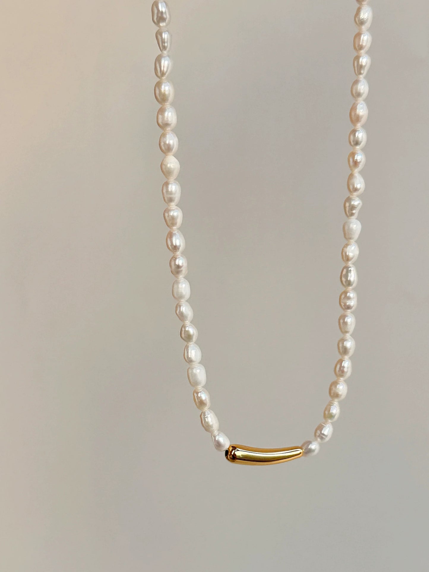 Brass Natural Freshwater Pearl Tube Pendant Necklace Women Jewelry Punk Designer Runway Rare Gown Boho Japan Korean