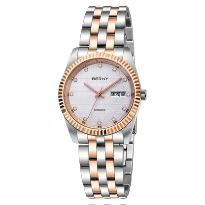 BERNY Mechanical Watch for Women Automatic Ladies Small Watches Chinese Style Happiness Wedding Sapphire Full Stainless steel