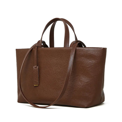 2025 Fashion Retro Underarm Female Bag Soft Oil Wax Leather  Shoulder Bag Large Capacity Genuine Leather Commuter Tote bag Woman