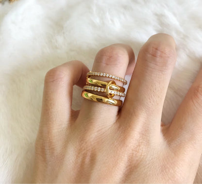 AAA Zircon Multi Color Green Pink Zirconia Chain Rings Women Jewlery Designer T Show Club Cocktail Party Rare Japan Korean INS