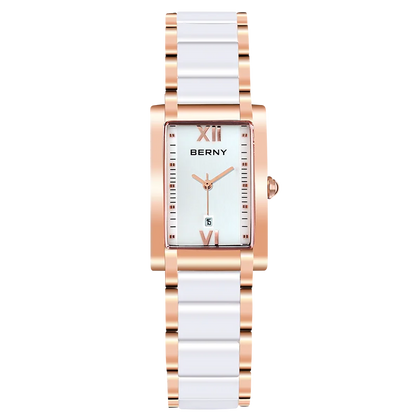 BERNY Women's Watches Calendar Date Elegant Classic Rectangle Ceramics Quartz Ladies Watch Luxury TANK Fashion Women Wristwatch