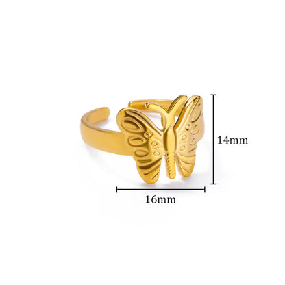 Irregular Geometric Glossy Stainless Steel Open Rings For Women Minimalist Gold Color Adjustable Wedding Ring Female Jewelry