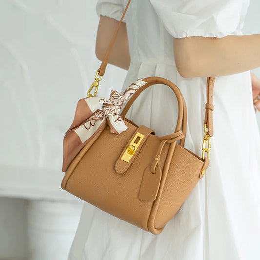 Women's Natural Cow Genuine Leather Shoulder Bag Female High Quality Luxury Designer Handbags Ladies Fashion Tote Crossbody Bags