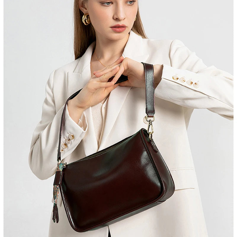 Cowhide Genuine Leather Bag for Women High Quality Soft Leather Handbag Fashion Crossbody Bags Female Shoulder Handbag for Lady