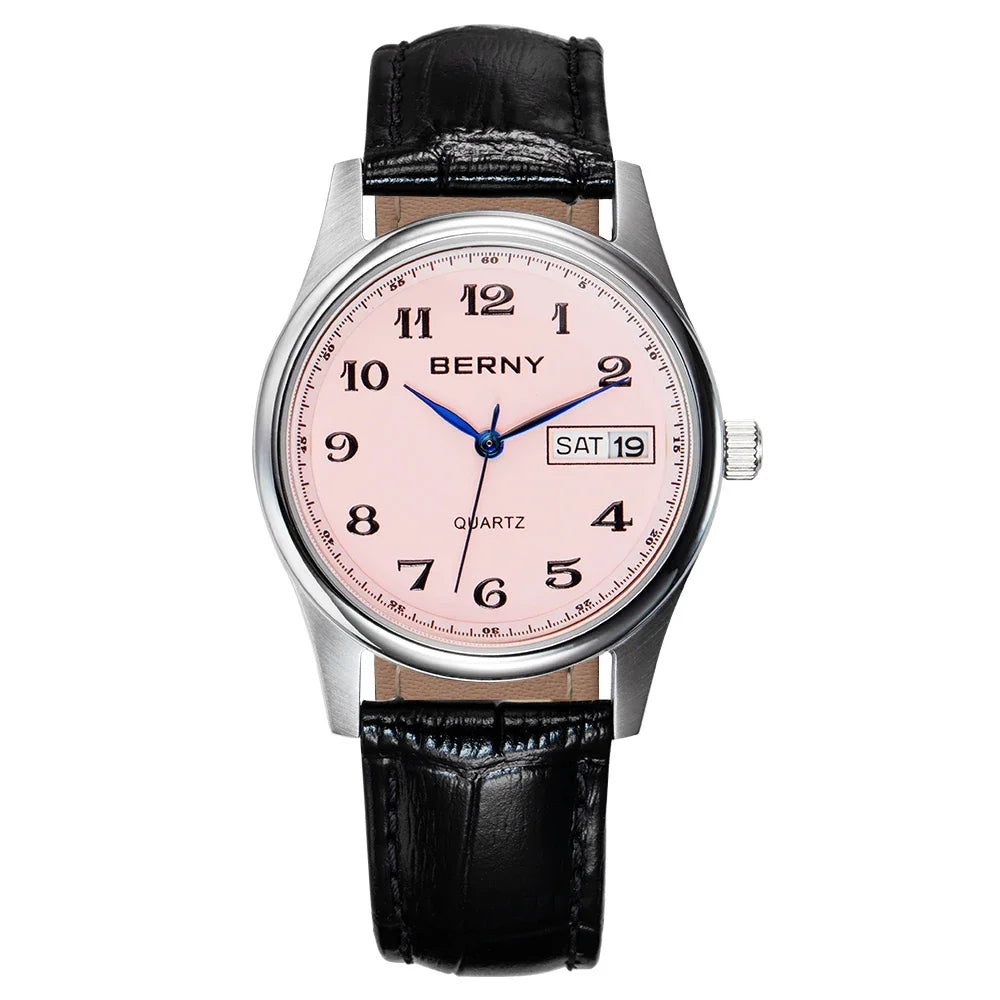 Elegant Quartz Dress Wristwatch with Calendar Week Display, Waterproof & Easy Read Design