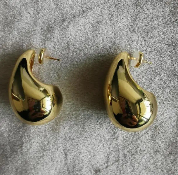 Brass Water Drop Half Empty Stud Earrings Women Jewelry Punk Party T Show Gown Runway Trendy  Korean Japan Israel  Style INS