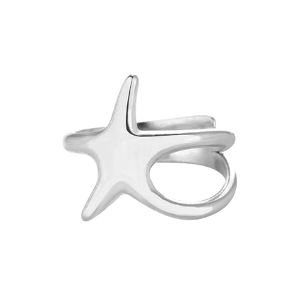 Stainless Steel Starfish Open Rings For Women Gold Color  Geometric Adjustable Ring Wedding Party Fashion Jewerly Gift anillos
