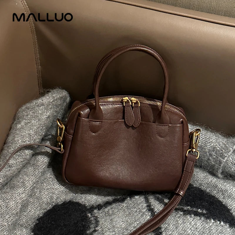 Women Natural Cow Leather Handbags Ladies High Quality Shoulder Bag Female Fashion Retro Luxury Designer Cowhide Crossbody Bags