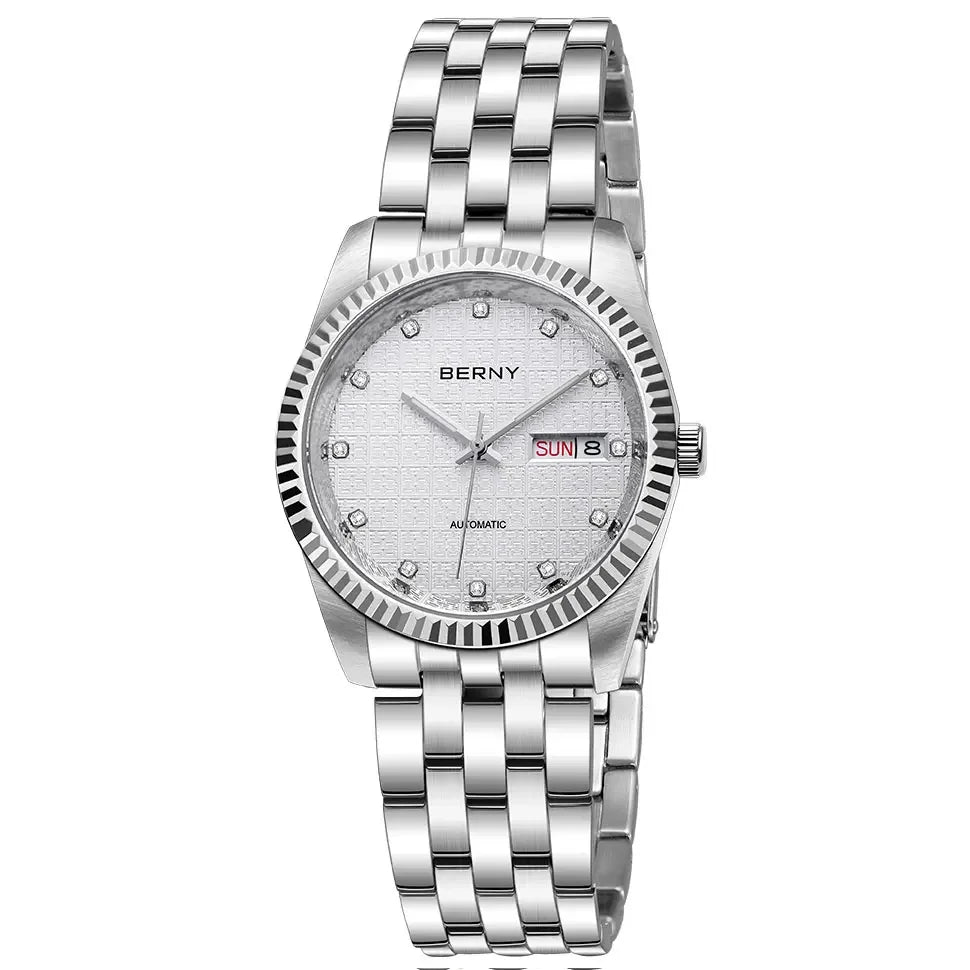 BERNY Mechanical Watch for Women Automatic Ladies Small Watches Chinese Style Happiness Wedding Sapphire Full Stainless steel