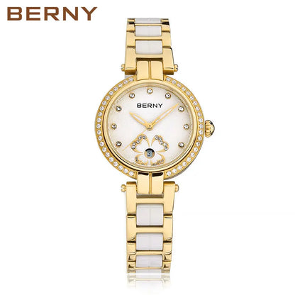 Elegant Ceramic Quartz Wristwatch, High-Quality Casual Fashion Timepiece for Ladies
