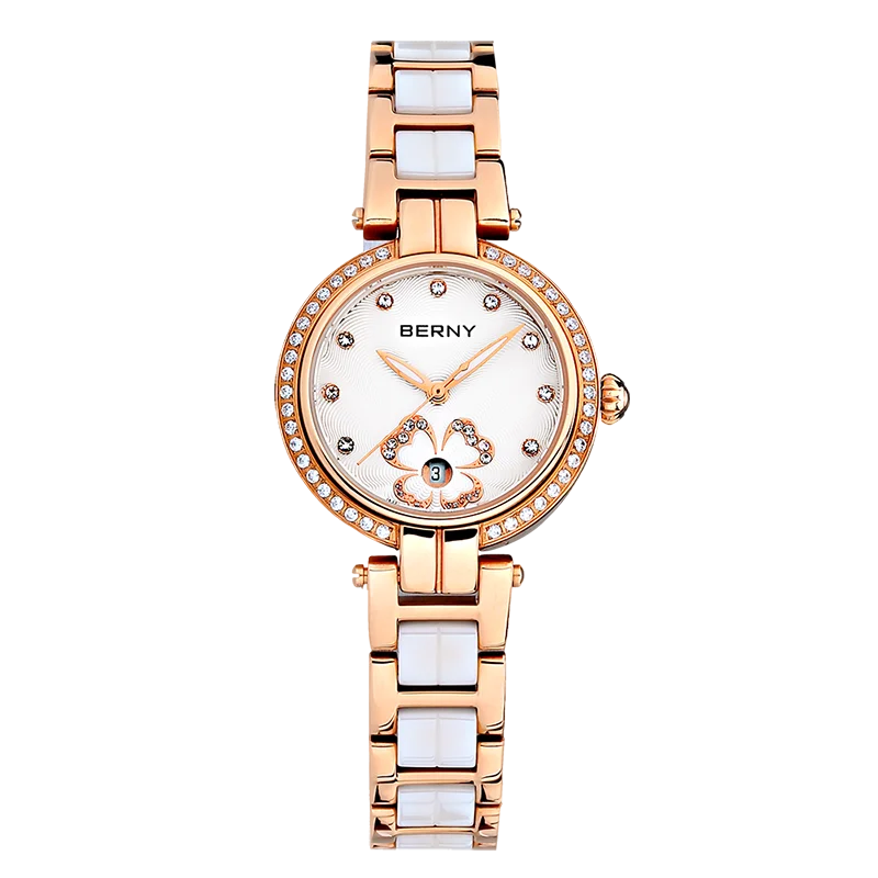 Elegant Ceramic Quartz Wristwatch, High-Quality Casual Fashion Timepiece for Ladies