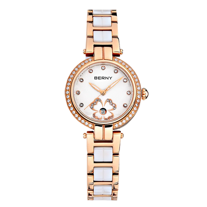 Elegant Ceramic Quartz Wristwatch, High-Quality Casual Fashion Timepiece for Ladies