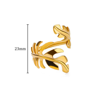 Irregular Geometric Glossy Stainless Steel Open Rings For Women Minimalist Gold Color Adjustable Wedding Ring Female Jewelry