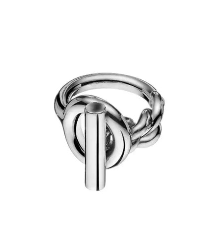 Brass Geo Buckle Chained Rings Punk Style Designer Club Cocktail  Party Gown Amazing Gift Trendy Boho Korean Japan