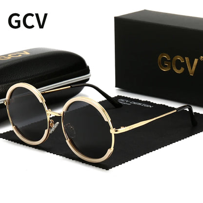 2021 GCV Hot Sale Classic Men Male Women Female Gorgeous Sunglasses Round Frame Glasses Fashion Punk Style New Metal Polarized