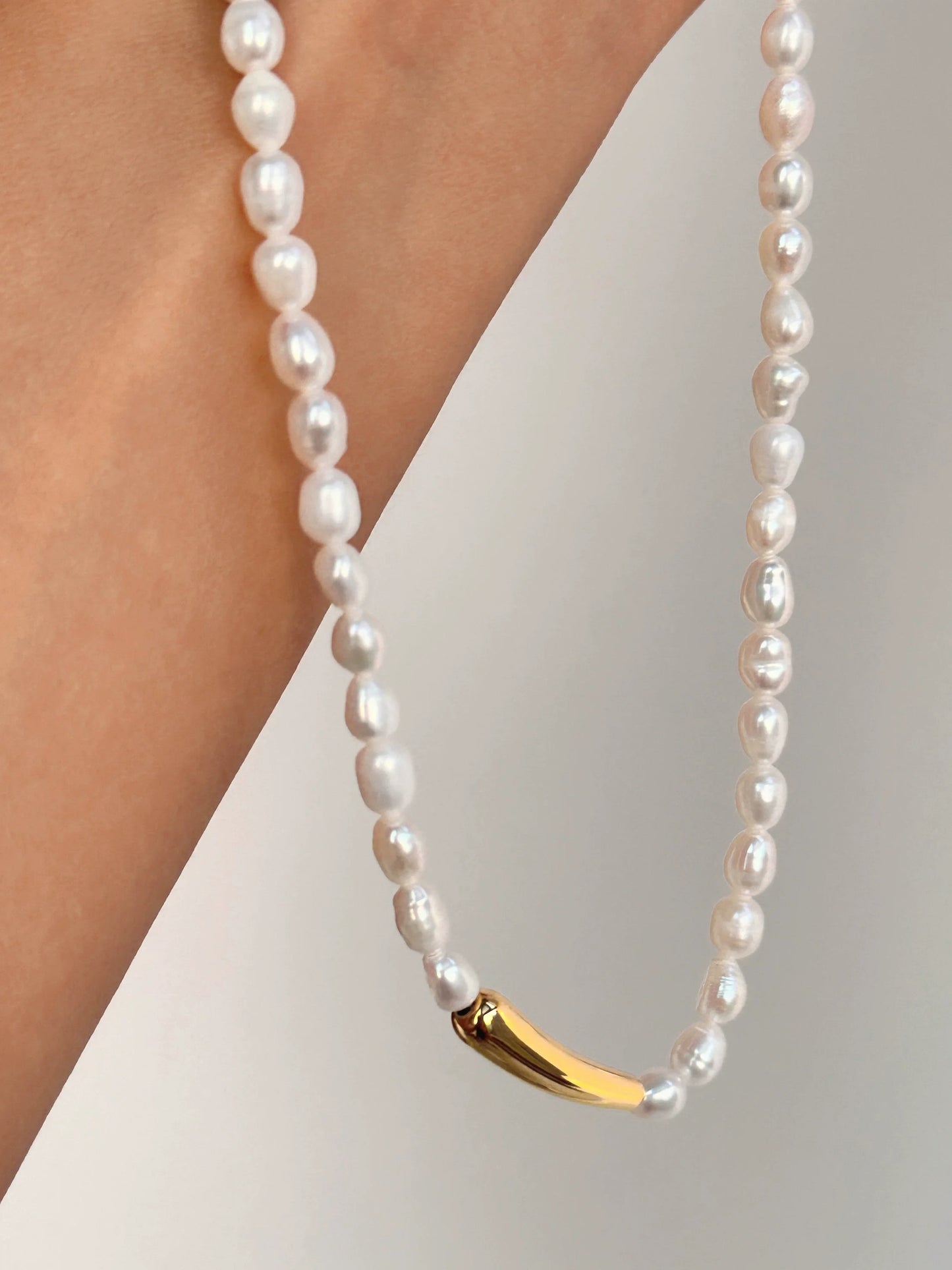 Brass Natural Freshwater Pearl Tube Pendant Necklace Women Jewelry Punk Designer Runway Rare Gown Boho Japan Korean