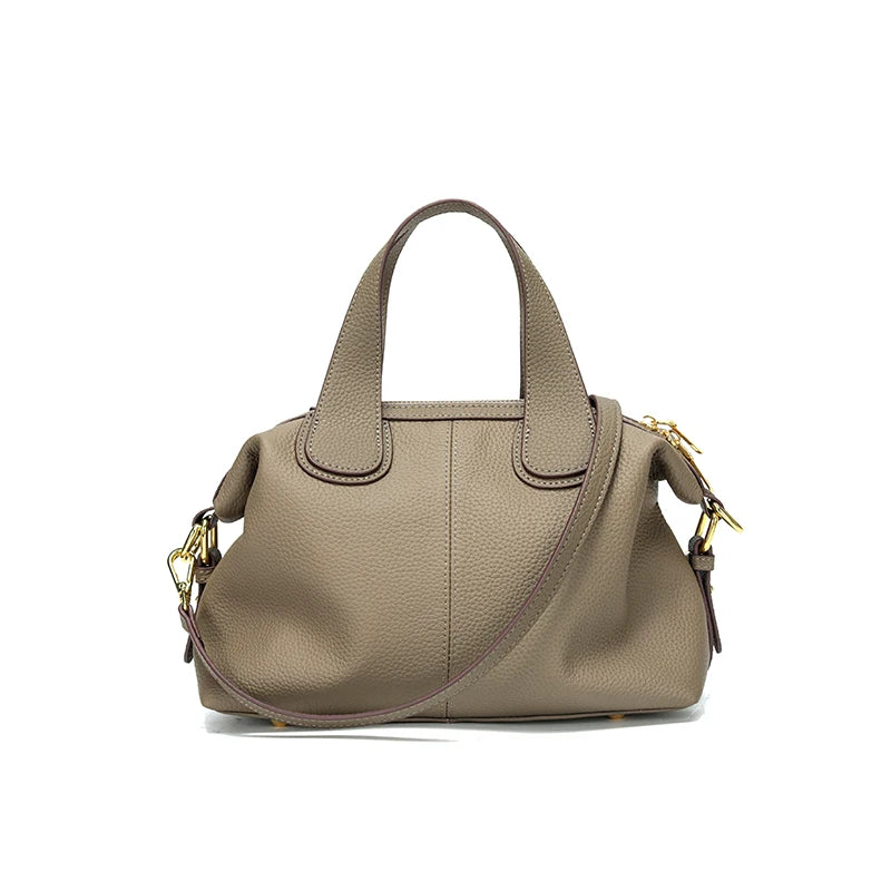 Middle aged Women's Natural Cow Leather Shoulder Bag Female Casual Cowhide Crossbody Bags Ladies Retro Large Capacity Handbags