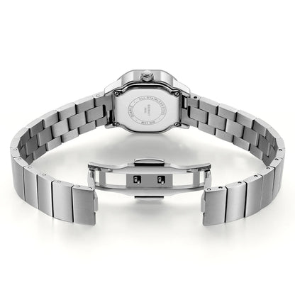 BERNY Watch for Women Silver Full Stainless Steel Square Small Dial Quartz Women's Wristwatch Waterproof Dress Ladies Watches