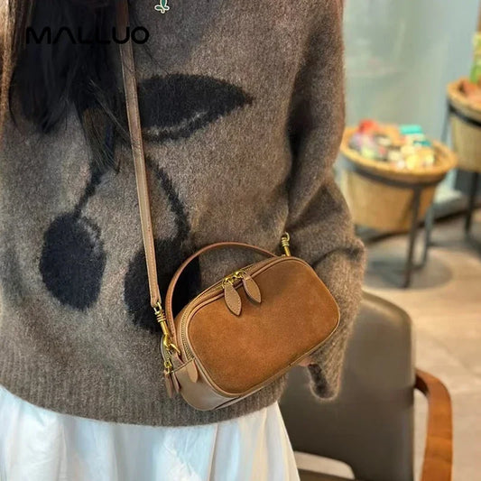 Women's Cow Genuine Leather Shoulder Bag Ladies High Quality Nubuck Leather Handbag Female Fashion Luxury Design Crossbody Bag