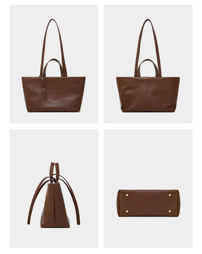 2025 Fashion Retro Underarm Female Bag Soft Oil Wax Leather  Shoulder Bag Large Capacity Genuine Leather Commuter Tote bag Woman