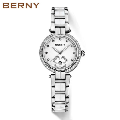 Elegant Ceramic Quartz Wristwatch, High-Quality Casual Fashion Timepiece for Ladies