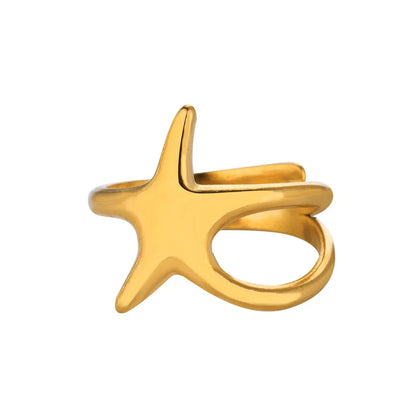Stainless Steel Starfish Open Rings For Women Gold Color  Geometric Adjustable Ring Wedding Party Fashion Jewerly Gift anillos