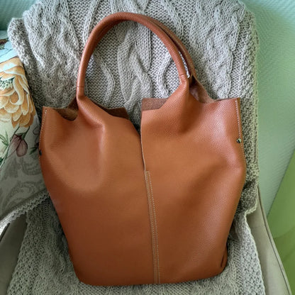 Bucket Bag Ladies Luxury Women Tote Bag Casual Genuine Cow Leather Shoulder Bags ladies Tote Handbags Big Shopper Bag for Female