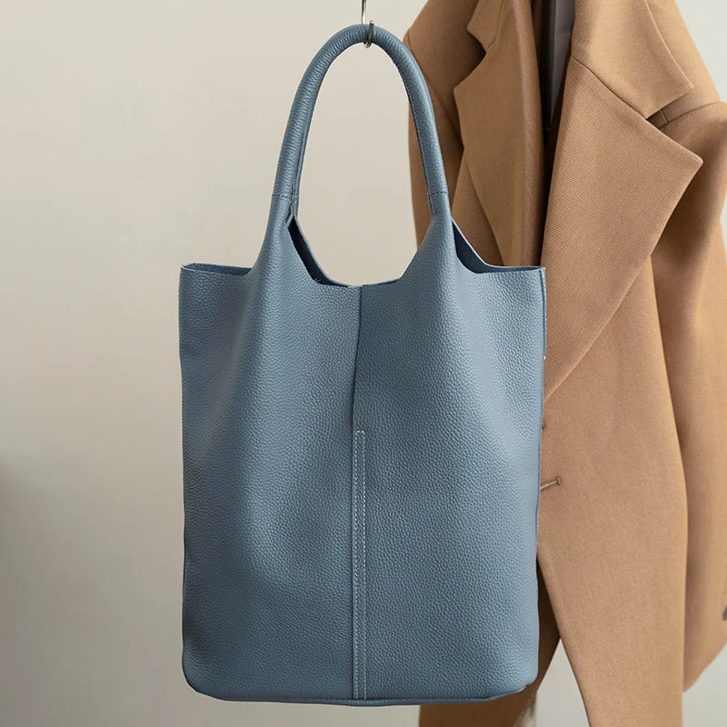 Bucket Bag Ladies Luxury Women Tote Bag Casual Genuine Cow Leather Shoulder Bags ladies Tote Handbags Big Shopper Bag for Female