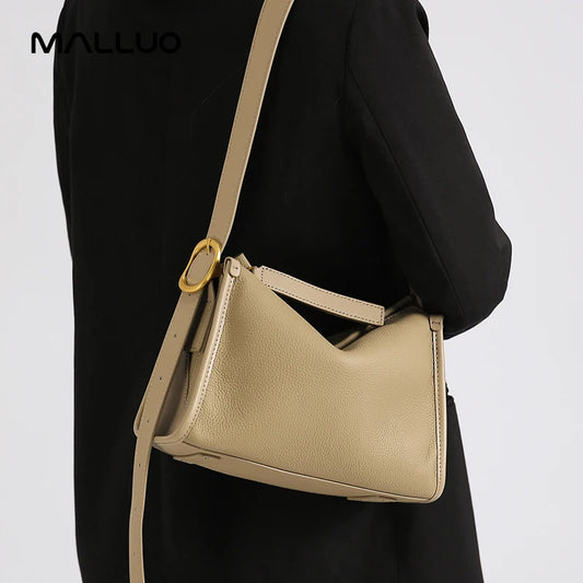 Women's Natural Cow Genuine Leather Shoulder Bags Ladies Retro Fashion Cowhide Crossbody Bag Female Casual Commuting Bag