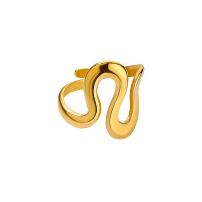 Irregular Geometric Glossy Stainless Steel Open Rings For Women Minimalist Gold Color Adjustable Wedding Ring Female Jewelry